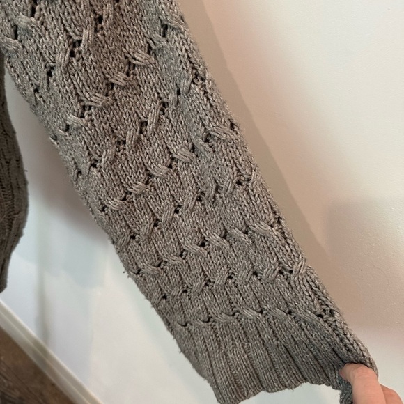 VTG Old Navy Chunky Knit Sweater Large Collar 3/4 Flared Sleeves Grey M EUC - Picture 6 of 9
